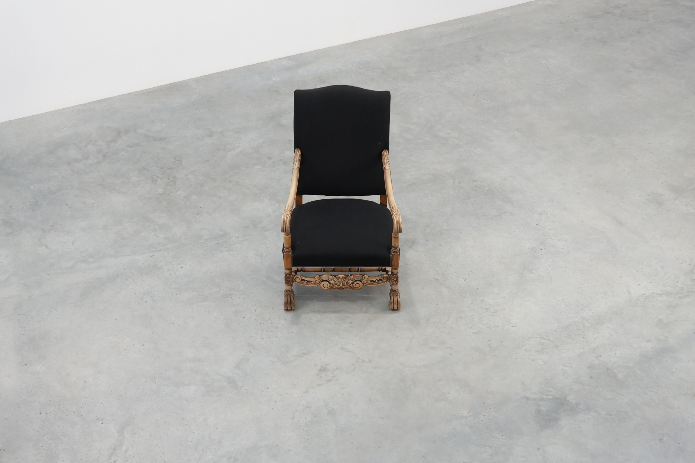19th century Louis XIII armchair in black linen, France thumbnail